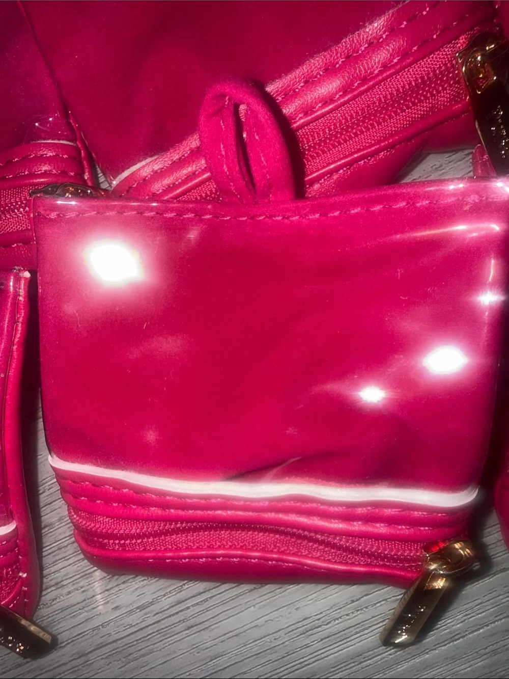 Fuchsia Drawstring Cosmetic Bag Set - Unbranded